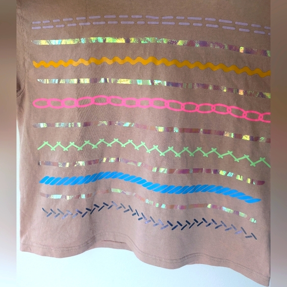 OKAYOK Iridescent Squiggles Dusty Rose Boxy Tee (M) - Picture 3 of 14